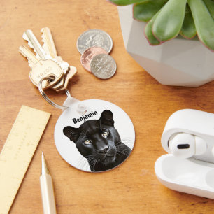 Panther Wild Animal Gepersonaliseerde naam Sleutelhanger