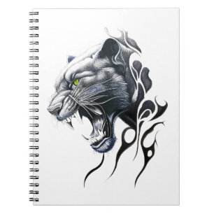 Panther Wild Animal Natuur Illustratie Art Tattoo Notitieboek