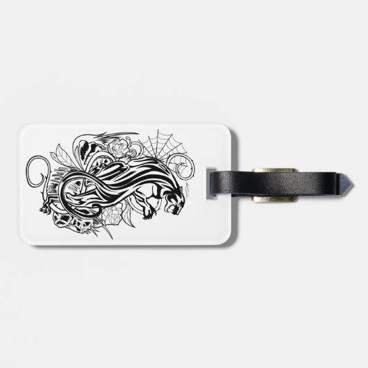 Panther - zwart-wit bagagelabel (Achterkant horizontaal)