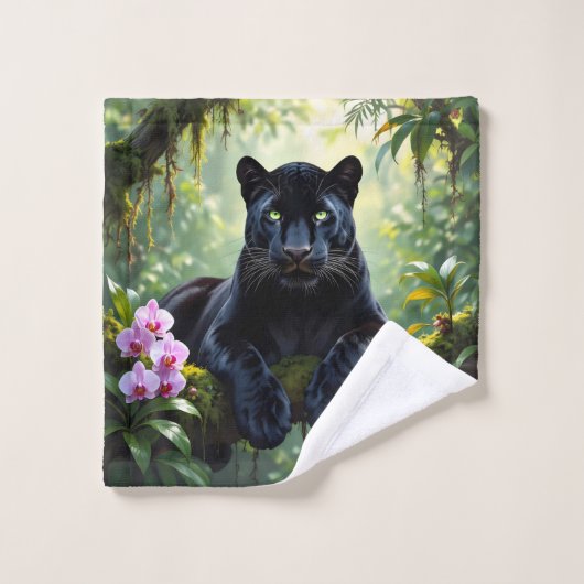 Panthère noire dans la jungle (Gant de toilette)