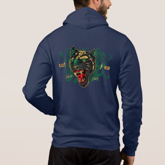 Panthere stay wild tattoo old school panther hoodie (Achterkant)