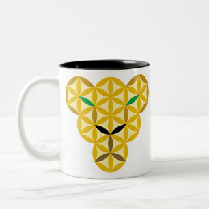 Pantherkrabben van levende gesuikerde dieren . tweekleurige koffiemok
