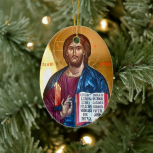 Pantocrator-schilderij van Jezus Christus Keramisch Ornament