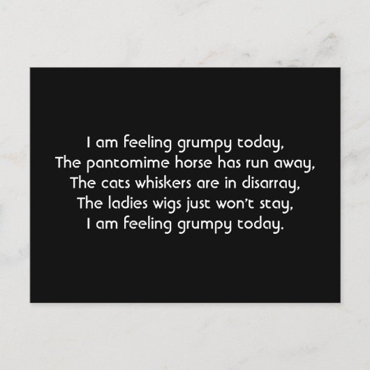 Pantomime. Gedicht. Zwart/Wit Briefkaart (Voorkant)