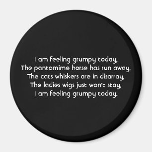 Pantomime. Gedicht. Zwart Wit Magneet