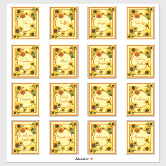 Pantry Canister Étiquette alimentaire Sunflower Pl (Feuille)