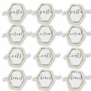 Pantry Organisatie Faux Gold Geometrisch Script Sticker