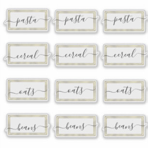 Pantry Organisatie Faux Gold Script Sticker