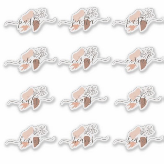 Pantry Organisatie Organische Vormen Script Stick Sticker (Voorkant)