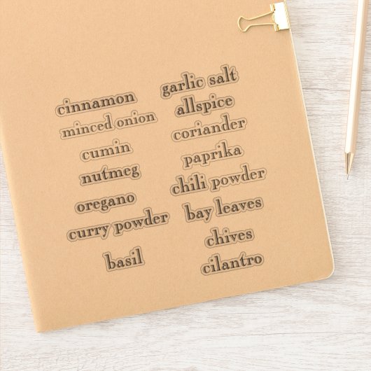 Pantry Spices Set Stickers personnalisables (Carnet)