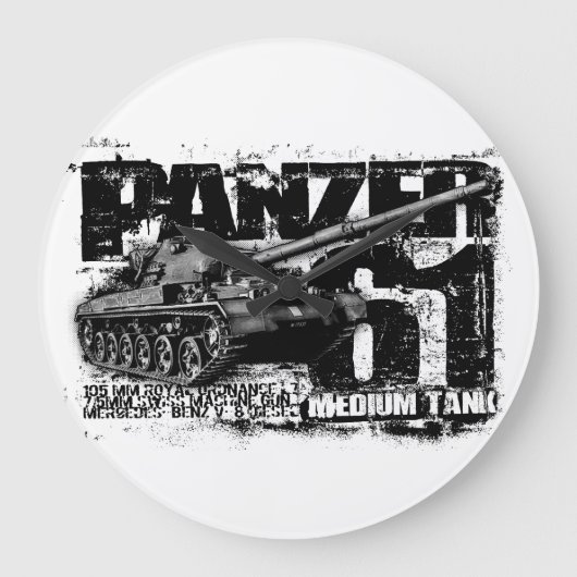 Panzer 61 Arrondi (Grande) Horloge murale (Recto)