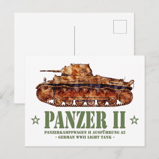 Panzer II A2 Tweede Wereldoorlog Duitse lichte tan Briefkaart (Voorkant / Achterkant)