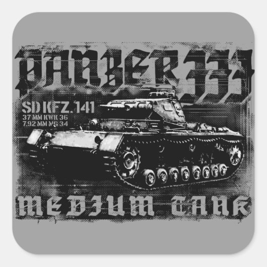 Panzer III Square Stickers (Voorkant)