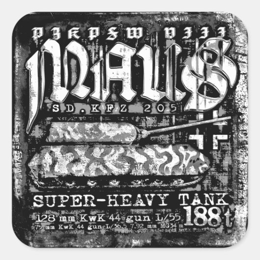 Panzer VIII Maus Vierkante Sticker (Voorkant)