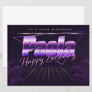 Paola prénom carte rétro lilas anniversaire