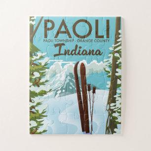 Paoli Oranje County Indiana Ski poster Legpuzzel