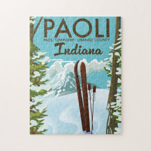 Paoli Oranje County Indiana Ski poster Legpuzzel