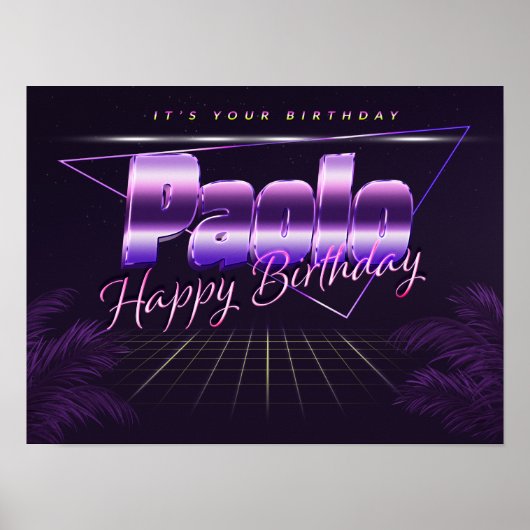 Paolo Nom Vorname lila retro Poster Geburtstag (Devant)