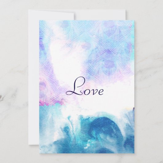 Paon abstrait, faire-part de mariage d'aquarelle (Dos)