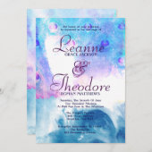 Paon abstrait, faire-part de mariage d'aquarelle (Devant / Derrière)