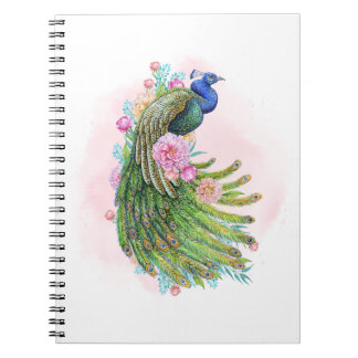Paon de beauté à l'aquarelle verte – Cahier spiral