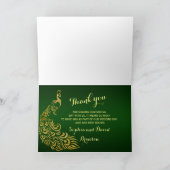 Paon doré vert royal de mariage MERCI (Intérieur)