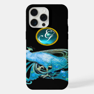PAON ÉLÉGANT EN BLEU, MONOGRAMME AQUALMARINE