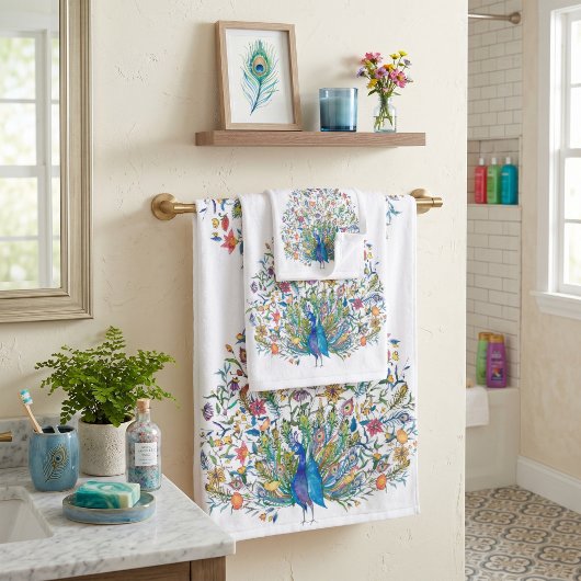 Paon floral aquarelle