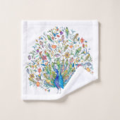 Paon floral aquarelle (Gant de toilette)