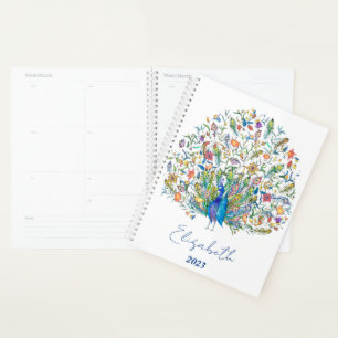 Paon floral aquarelle personnalisé, année personna
