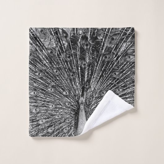 Paon noir et blanc (Gant de toilette)