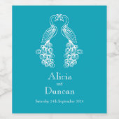 Paon paon turquoise mariage étiquette à vin person (Étiquettes simples)