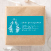 Paon / peahens blanc turquoise réponse étiquette (En situation)