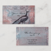 Paon rococo dans les cartes de visite roses et (Devant / Derrière)