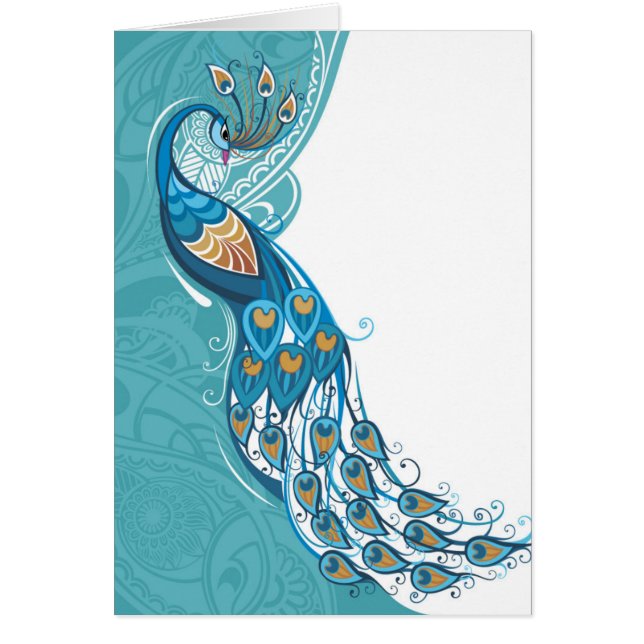 Paon sur l'illustration turquoise (Devant)