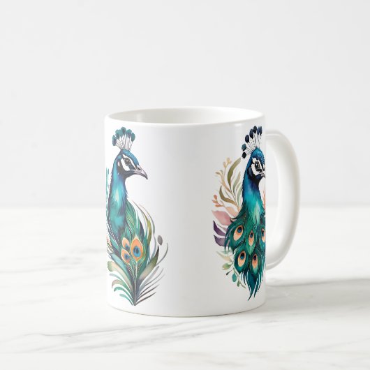 paon sur une tasse (Devant droit)