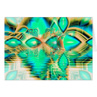 Paon turquoise d'or, cristal de cuivre abstrait