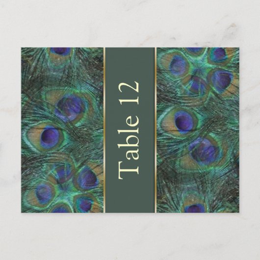 Paon vert violet Numéro de table Carte postale (Devant)