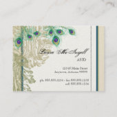 Paon vintage, plumes - cartes de visite élégants (Dos)