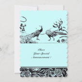 PAONS D'AMOUR À NOCE Noir Bleu sarcelle Invitation (Dos)