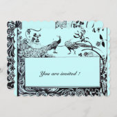 PAONS NOIRS SARCELÉS D'AMOUR Invitation Bleu Sarce (Devant / Derrière)