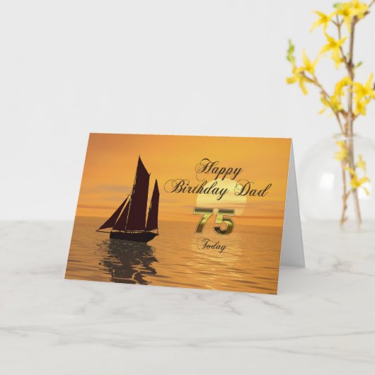 Pap, 75ste Sunset Yacht verjaardagskaart Kaart (Gele Bloem)