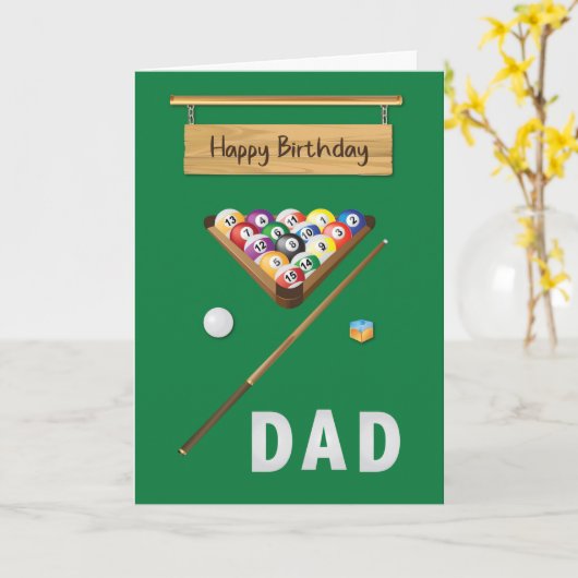 Pap Birthday Pool Billiards Game Fun Kaart (Gele Bloem)