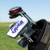 Pap blauwe tekst golfheadcover (Insitu)