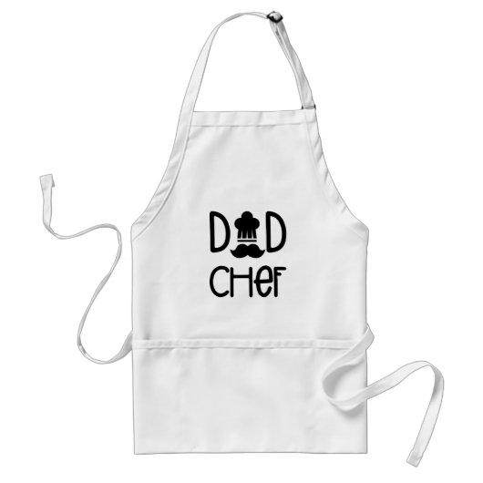 Pap Chef met Chef Pet en Mustache Standaard Schort (Voorkant)
