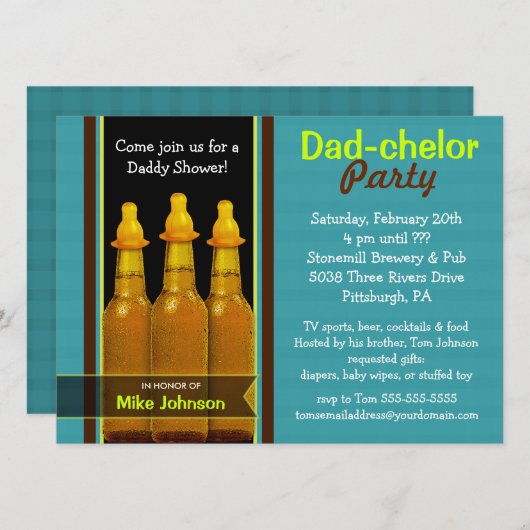 Pap-chelor-partij - Papa Baby Shower-uitnodigingen Kaart (Voorkant / Achterkant)