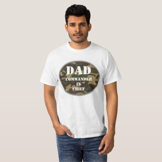 Pap, Commandant in Chief Camo Militaire Vader T-shirt (Voorkant volledig)