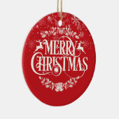 Pap Definitie Kerstwinter Snowflakes Red Keramisch Ornament (Rechts)