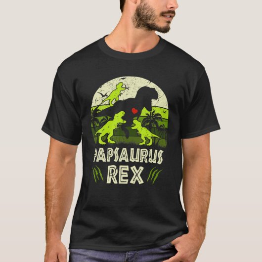 Pap Dinosaur T Rex Papsaurus 3 Kinder Matching Fam T-shirt (Voorkant)