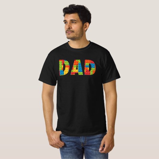 Pap Eat Sleep Build Repat Building Blocks Bricks T-shirt (Voorkant volledig)